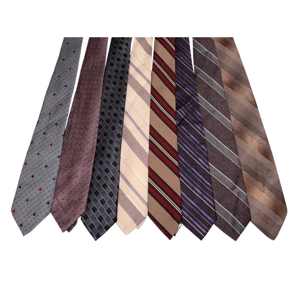 Vintage REP Neck Tie Bundle Lot x8 Polyester Diagonal Stripe Geometric Classic